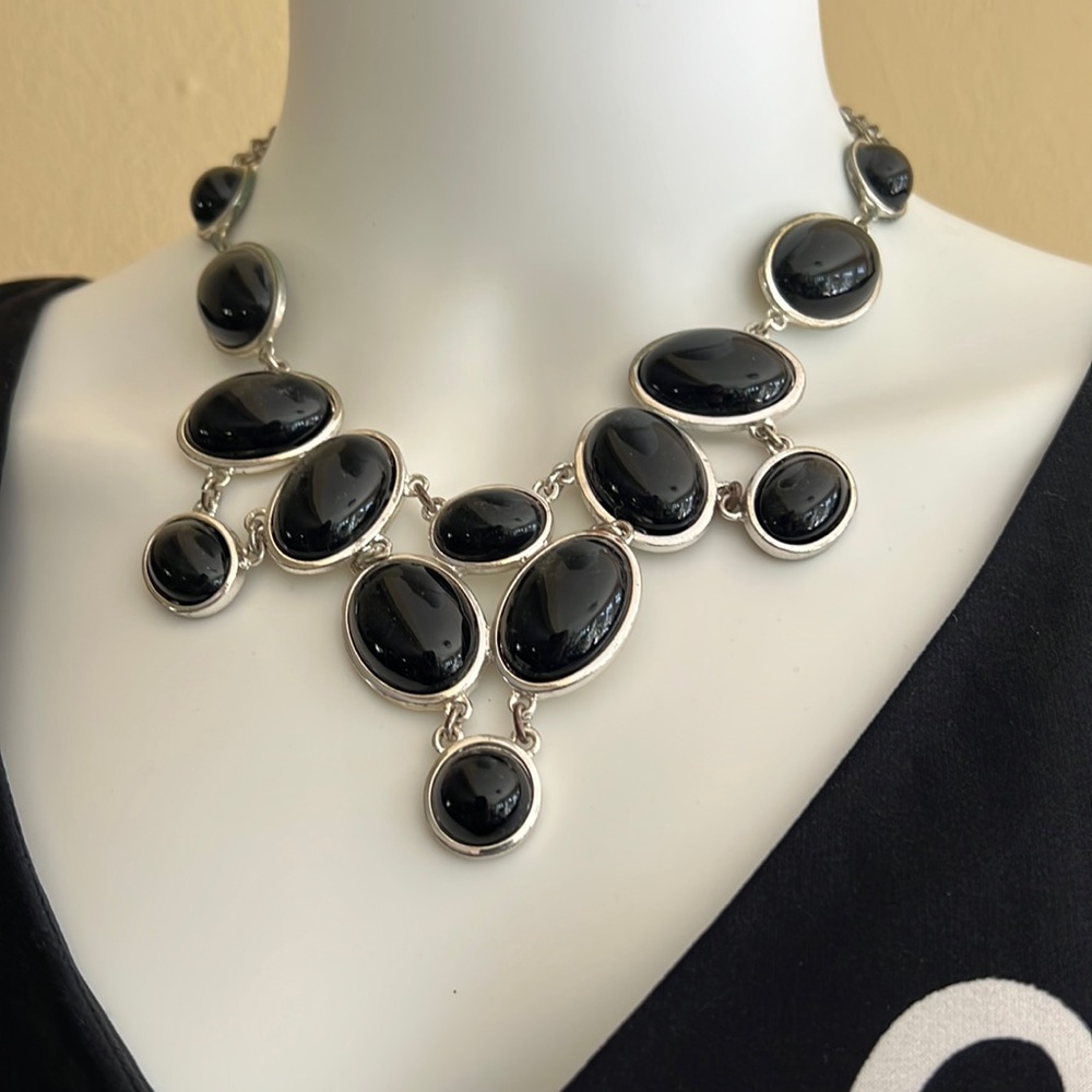 Black and silver costume necklace
